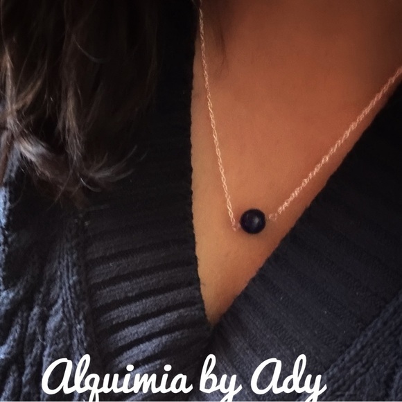 Lapis lazuli silver 925 dainty chain necklace - Picture 1 of 1